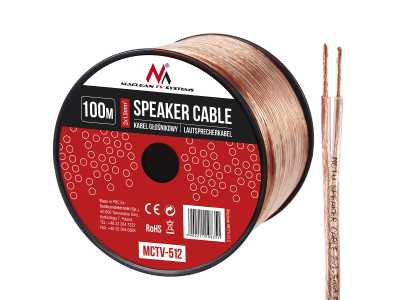 Kabel głośnikowy transparent PVC Maclean, 2*1.5mm2 / 48*0.20 CCA 3,5*7,0mm, 100m, MCTV-512