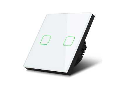 Dotykowy włącznik światła Maclean, podwójny, szklany, biały z kwadratowym podśw. przycisku, MCE703W