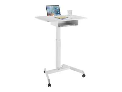Biurko stolik do laptopa Maclean, regulacja wysokości, z szufladą, biały do pracy stojąco siedzącej, max wys 113cm - 8kg max, MC