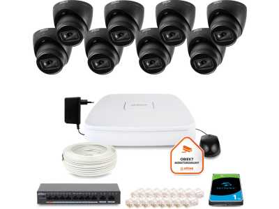 Zestaw monitoringu IP DAHUA 8 kamer IPC-HDW3842EM-S-0280B-BLACK 8MPX