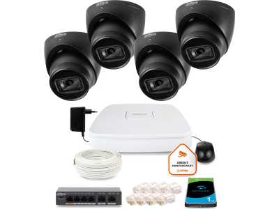 Zestaw monitoringu IP DAHUA 4 kamery IPC-HDW3842EM-S-0280B-BLACK 8MPX