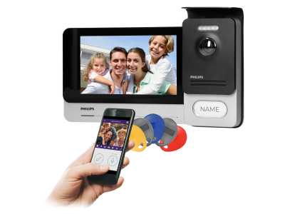 Philips WelcomeEye Connect 2, Zestaw wideodomofonowy, bezsłuchawkowy, kolor, LCD 7", dotykowy, menu OSD, WI-FI + APP na telefon, sterowanie bramą, RFI