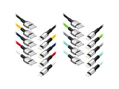 Kabel USB - Lightning eXc BRAID, 1,2m, 2,4A, szybkie ładowanie, kolor mix, bez opakowania