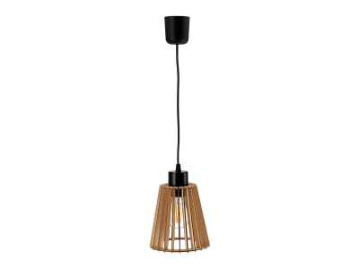 DELOS 1P E27, lampa wisząca, max. 60W, czarna, drewno