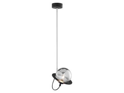 OTRIS 1P, lampa wisząca, G9 LED, max. 12W, metal, czarny/nikiel, klosz szklany