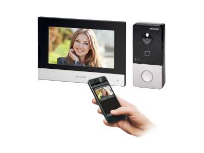 HIKVISION DS-KIS603 zestaw wideodomofonowy jednorodzinny PoE z monitorem dotykowym 7", z czytnikiem zbliżeniowym, kamerą Full HD i sterowaniem z aplik