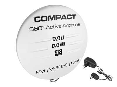 Antena DVB-T Compact z zasilaczem biała
