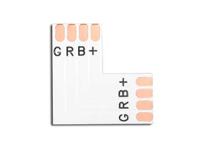 Złącze (konektor) taśmy LED PCB typu "L" 10mm RGB, 4pin.