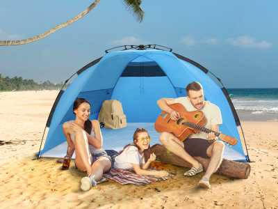 Namiot plażowy parasol "Siesta" niebieski 220x125x120cm UV30+