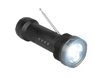 Wielofunkcyjna latarka 1-LED z panelem solarnym, radio FM ,głośnik bluetooth,USB,MicroSD