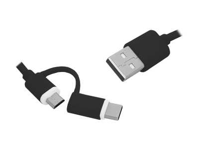 PS Kabel USB - USB Type-C / microUSB 2w1, czarny.