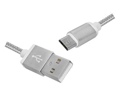 PS Kabel USB -microUSB, 1m, srebrny.