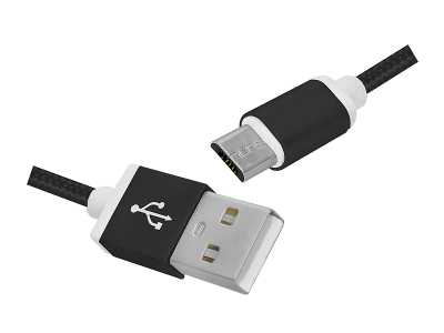 PS Kabel USB -microUSB 1m w oplocie czarny