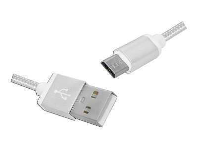 PS Kabel USB -microUSB 1m w oplocie biały