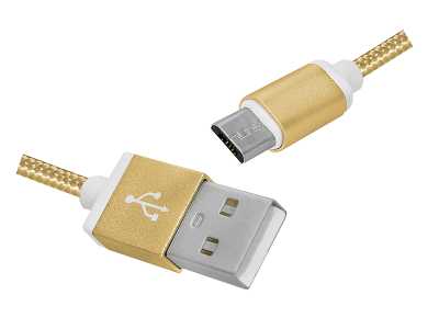 PS Kabel USB -microUSB 1m w oplocie złoty