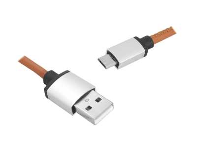 PS Kabel USB-microUSB, 1m, brązowy, skórzany.