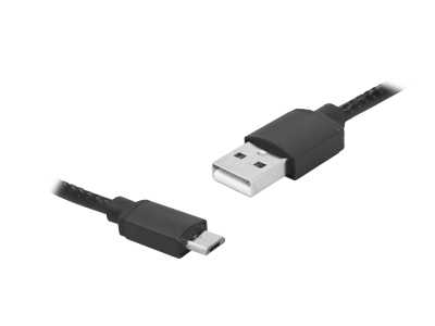 PS Kabel USB-microUSB, 1m, czarny, skórzany.