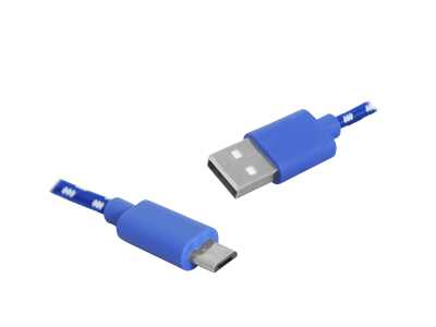 PS Kabel USB-microUSB, 1m, niebieski.