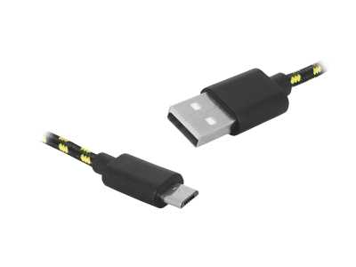 PS Kabel USB-microUSB 1m w oplocie czarny
