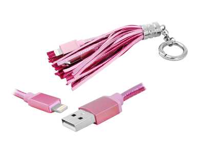 PS Kabel USB-Iphone brelok, różowy.