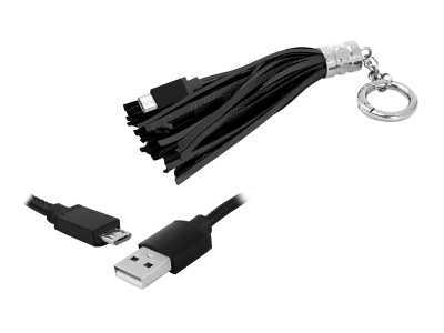 PS Kabel USB-microUSB brelok, czarny.