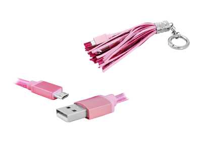 PS Kabel USB-microUSB brelok, różowy.