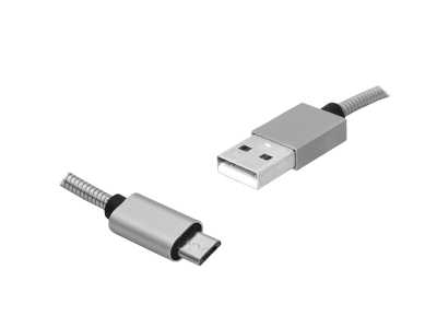 PS Kabel USB-microUSB 1m w oplocie srebrny