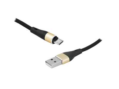 PS Kabel USB - microUSB 1m w oplocie czarny