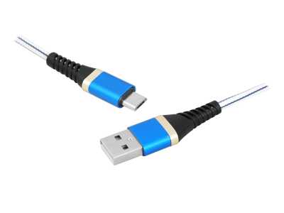 PS Kabel USB - microUSB 1m w oplocie niebieski