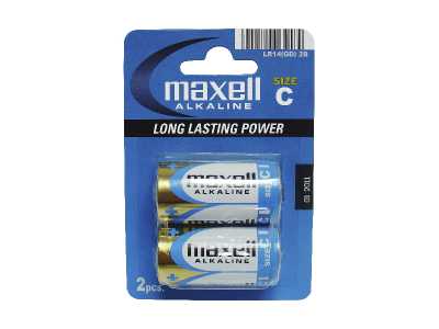 Bateria alkaliczna Maxell LR14 na blistrze.
