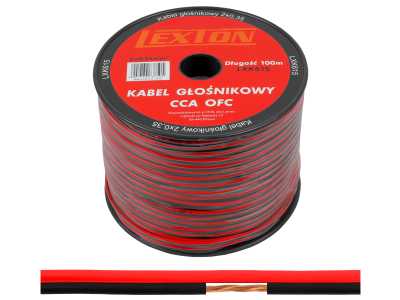 Kabel głośnikowy 2x0.35 CCA czarno/czerwony.