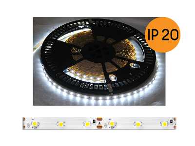 PS Sznur diodowy ECO IP20, światło ciepłe białe, 60diod/m, 25m, białe podłoże, SMD2835.