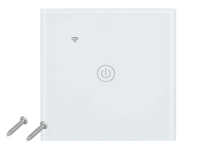 Włącznik światła WIFI i dotykowy, pojedynczy, szklany panel, biały