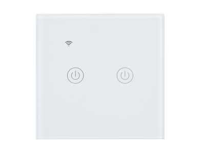 Włącznik światła WIFI i dotykowy, podwójny, szklany panel, biały.