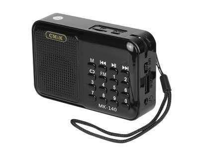 Radio prznośne MK-140 wyświetlacz,USB,MicroSD,AUX z baterią BL-5C i kablem Micro USB czarne