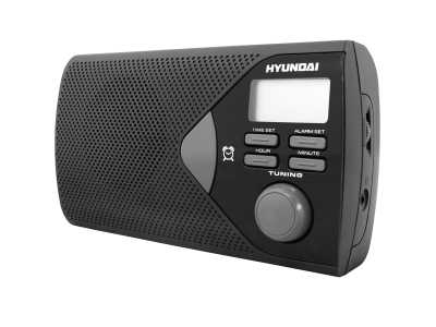 Radio przenośne HYUNDAI PR200B wyświetlacz LCD, zegar, budzik, AUX czarne.