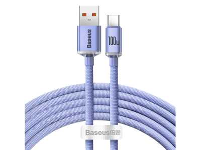 PS Kabel USB-Type-C 2m, 5A, 100W, BASEUS Crystal Quick Charge.