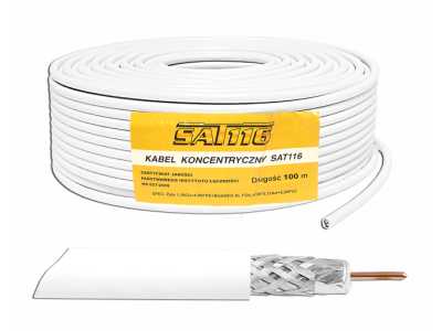Kabel koncentryczny SAT116 1.16 Cu + 128x0.12, 100m.