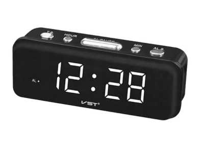 Budzik LED alarm zegarek VST-738 biały