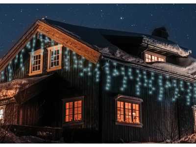 PS Girlanda świetlna 300 LED, 60 sopli, światło zimne białe+flash