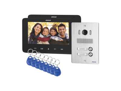 Zestaw wideodomofonowy 2-rodzinny bezsłuchawkowy, kolor,  LCD 7", z czytnikiem breloków zbliżeniowych, interkom, podtynkowy, INDI MULTI P