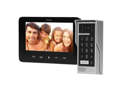 Zestaw wideodomofonowy, bezsłuchawkowy, kolor, LCD 7", interkom, z szyfratorem, natynkowy, czarny, SCUTI