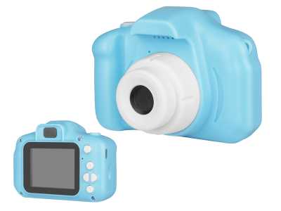 Aparat cyfrowy z funkcją kamery, kid-friendly, niebieski.