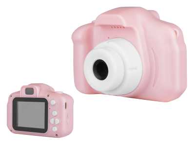 Aparat cyfrowy z funkcją kamery, kid-friendly, różowy.