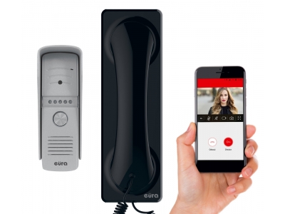 WIDEODOMOFON „EURA” VDP-50A3 „PROXIMA” CZARNY – unifon z WiFi, obsługa 1 wejścia, aplikacja Eura Connect